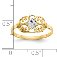 10K w/Rhodium Filigree Ring-10K2051