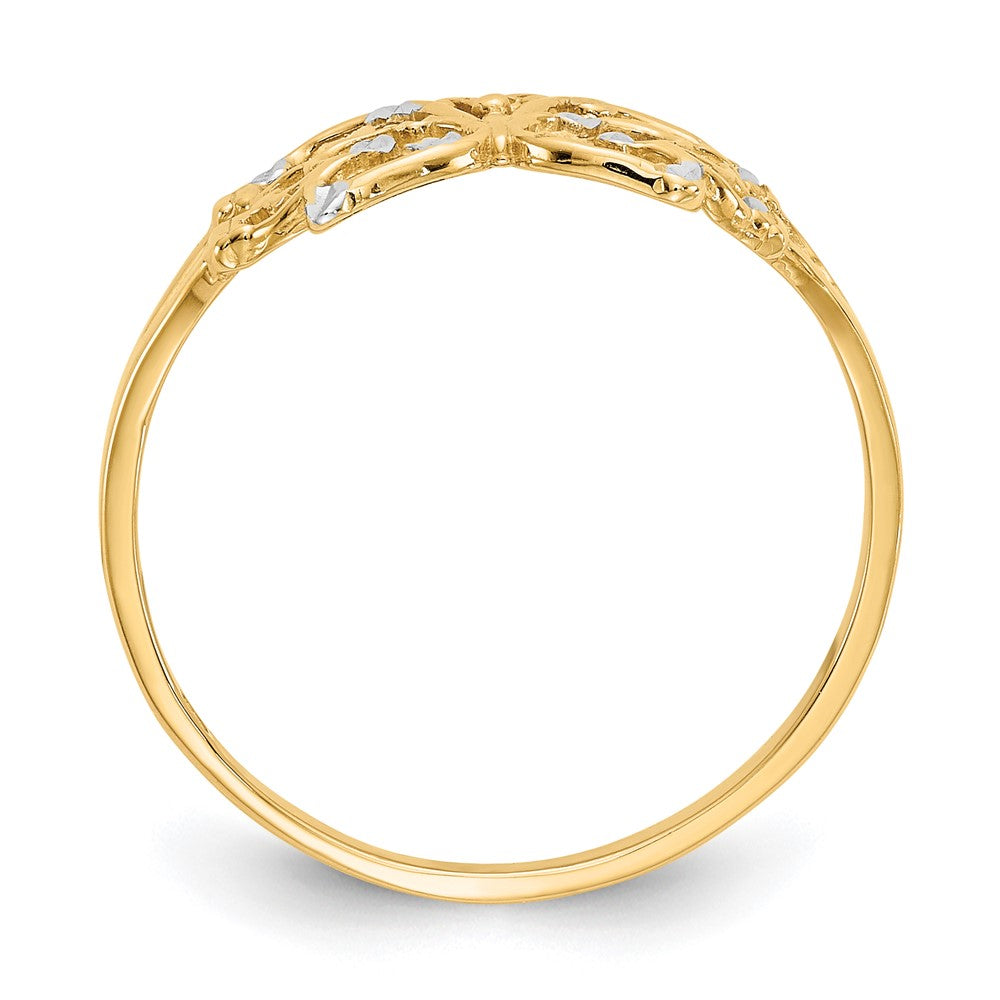 10k w/ Rhodium Diamond-cut Butterfly Ring-10K2067