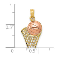 10k Two-tone Basketball Hoop with Ball Pendant-10K2102