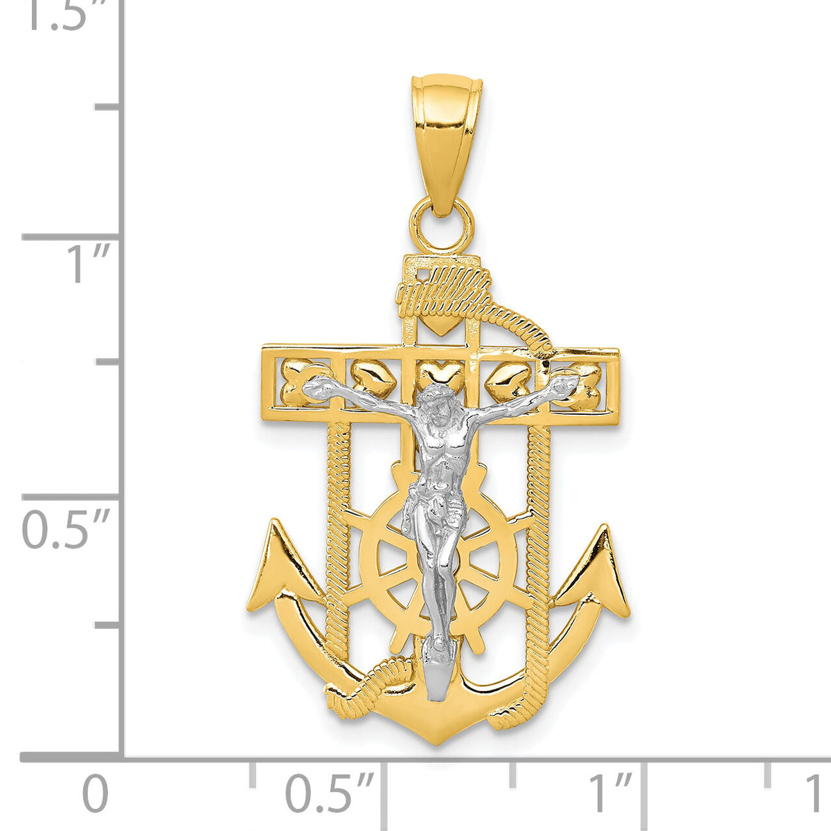10k Two-tone Mariner's Crucifix Pendant-10K2209