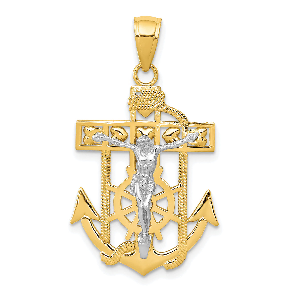 10k Two-tone Mariner's Crucifix Pendant-10K2209