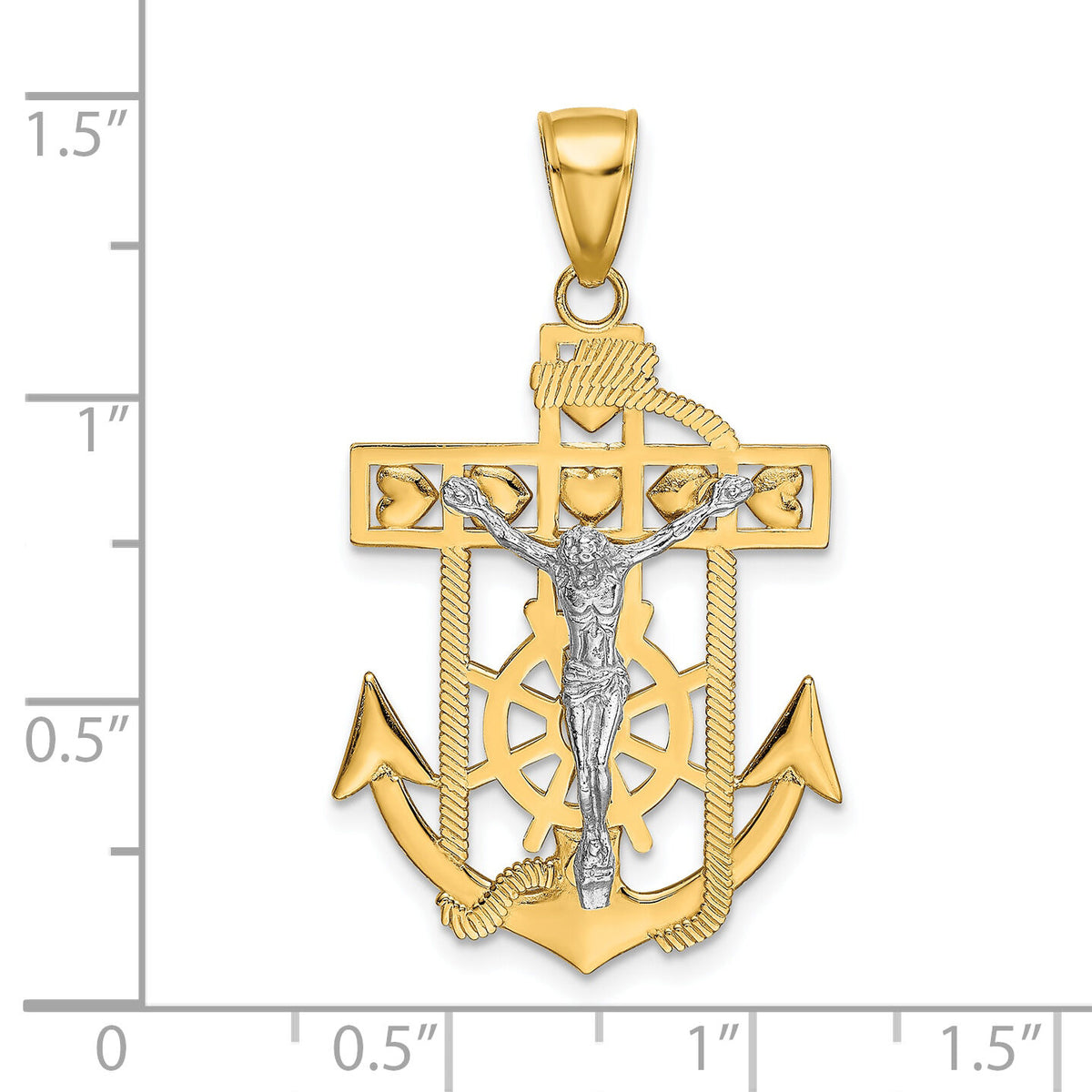 10k Two-tone Mariner's Crucifix Pendant-10K2210