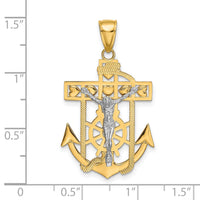 10k Two-tone Mariner's Crucifix Pendant-10K2210
