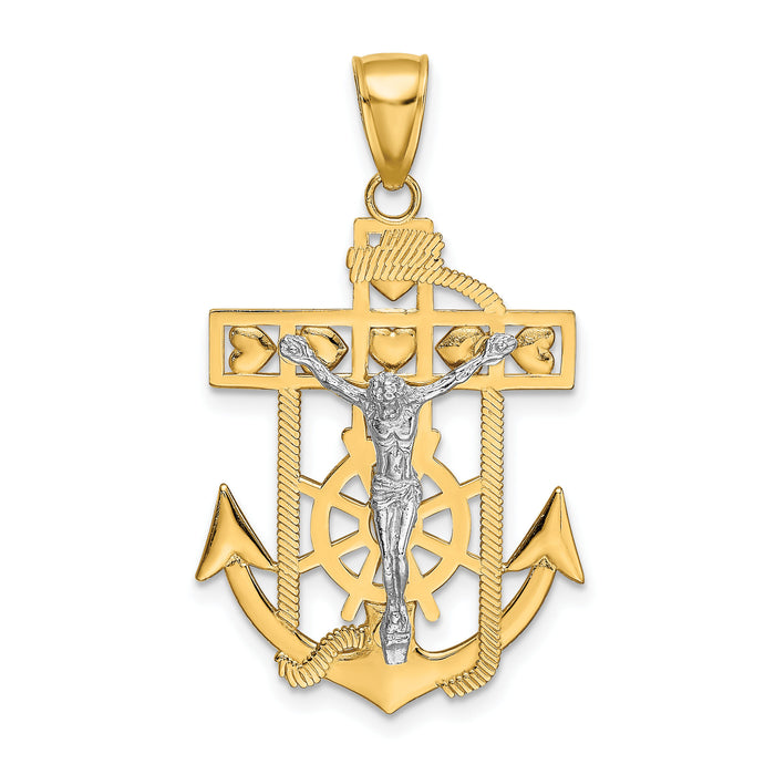 10k Two-tone Mariner's Crucifix Pendant-10K2210
