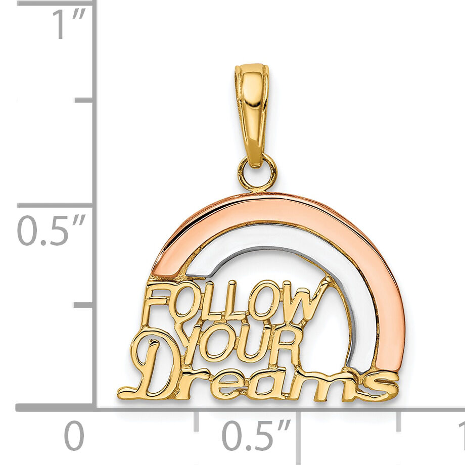 10k Y&Rose Gold W/Rhodium Follow Your Dreams Rainbow Pendant-10K2351