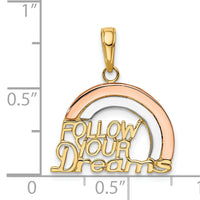 10k Y&Rose Gold W/Rhodium Follow Your Dreams Rainbow Pendant-10K2351