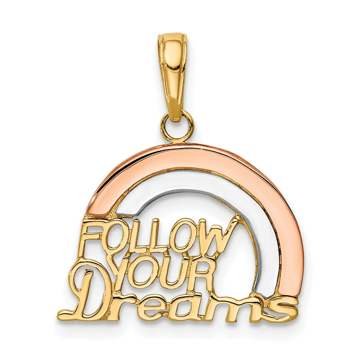 10k Y&Rose Gold W/Rhodium Follow Your Dreams Rainbow Pendant-10K2351