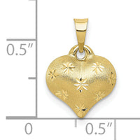 10K Polished & Satin D/C 3-D Puffed Heart Pendant-10K2502