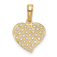 10K Polished Basket Weave Pattern Heart Pendant-10K2521