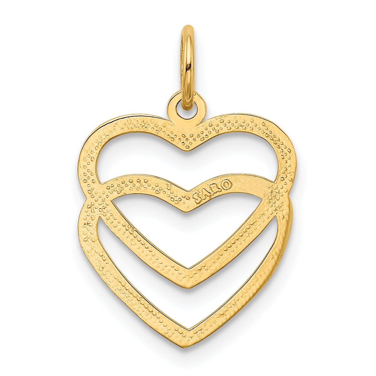 10K Polished Double Heart Pendant-10K2548