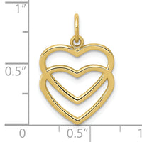 10K Polished Double Heart Pendant-10K2548
