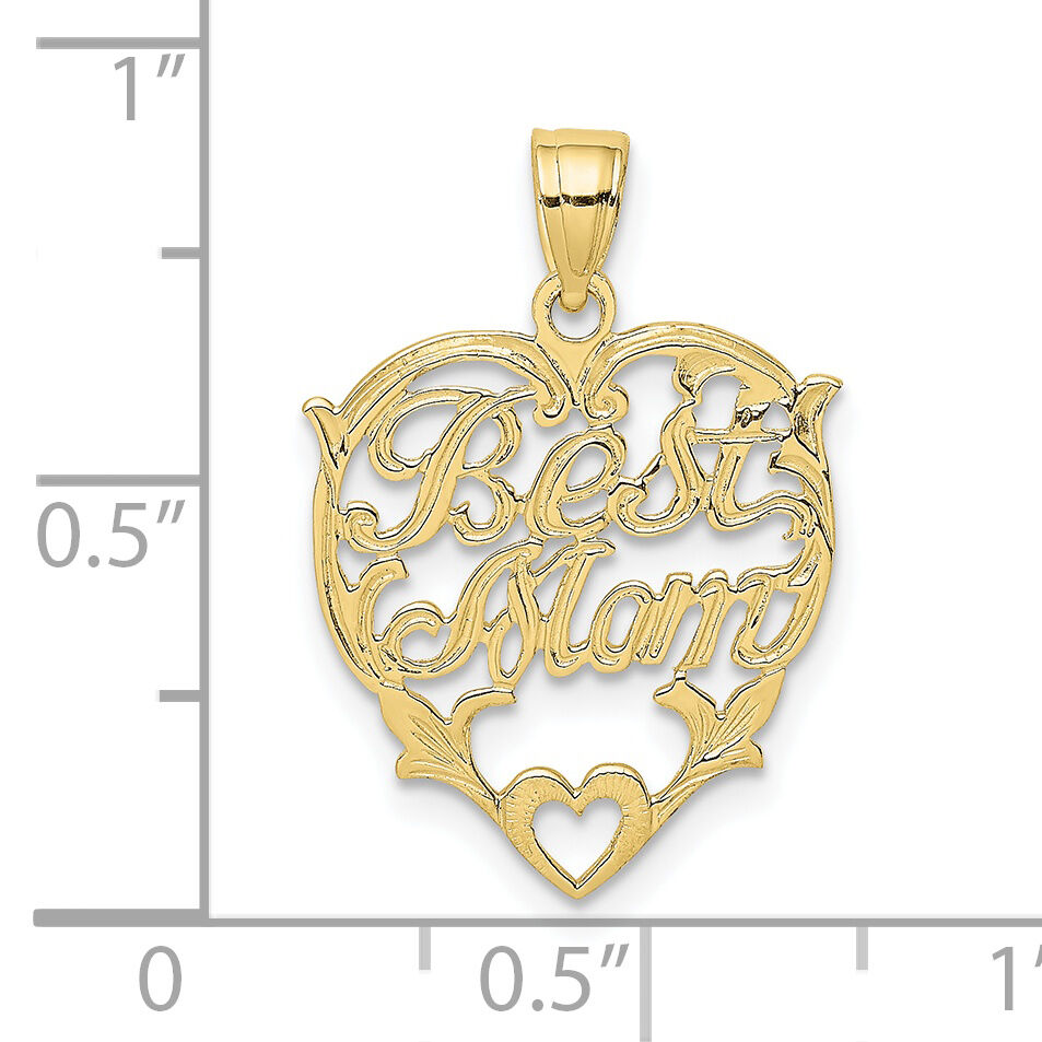 10k BEST MOM Heart Charm-10K2665