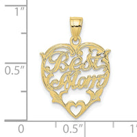 10k BEST MOM Heart Charm-10K2665