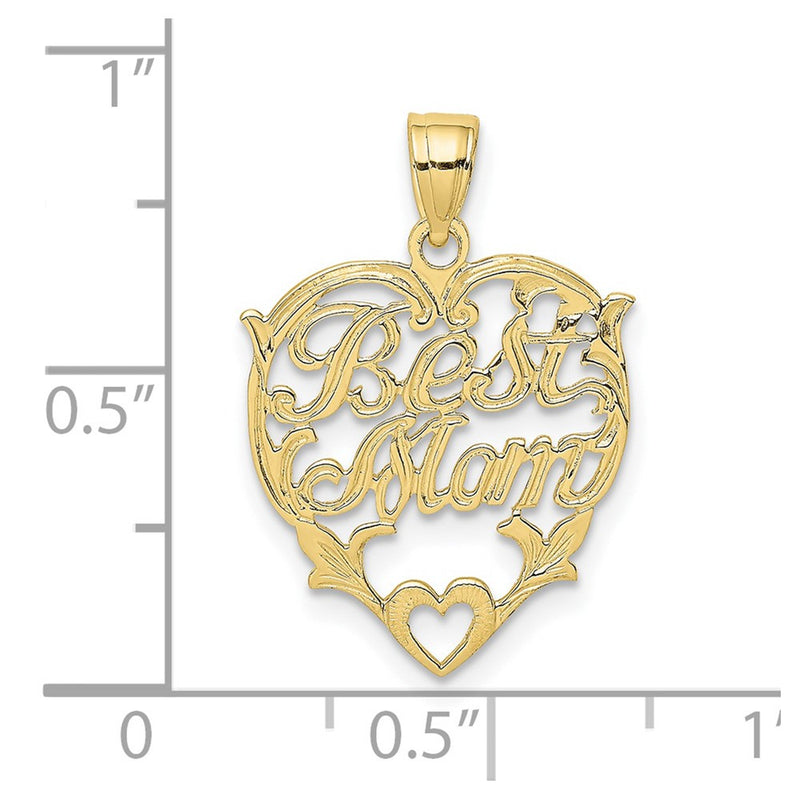 10k BEST MOM Heart Charm-10K2665