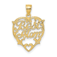 10k BEST MOM Heart Charm-10K2665