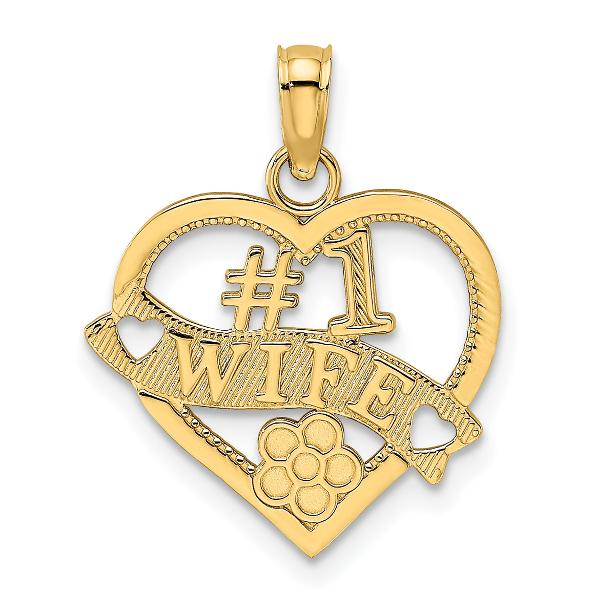 10K #1 WIFE Heart Pendant-10K2687
