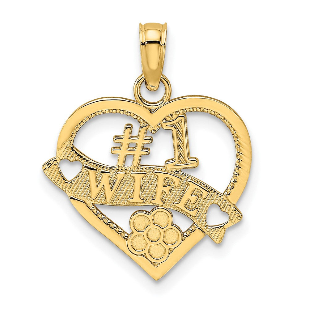 10K #1 WIFE Heart Pendant-10K2687