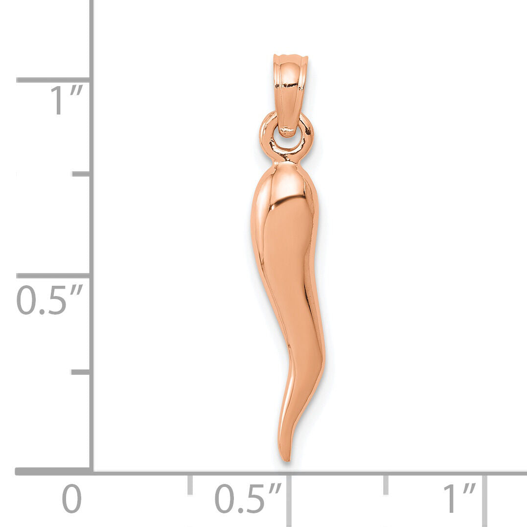 10k Rose Gold Medium 3D Italian Horn Pendant-10K2735R