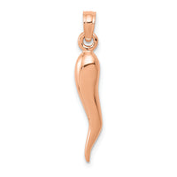 10k Rose Gold Medium 3D Italian Horn Pendant-10K2735R