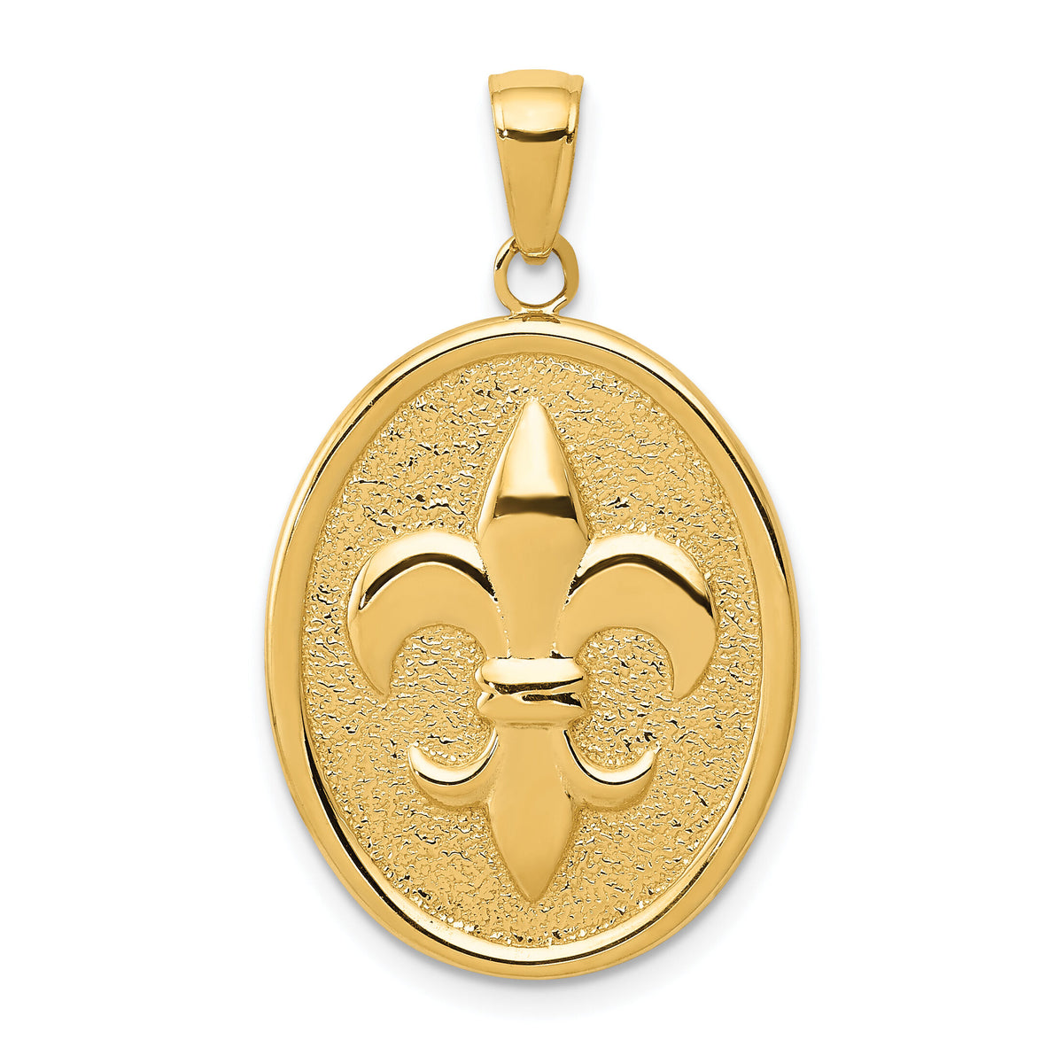 10k Fleur-De-Lis on Oval Disk Pendant-10K2762