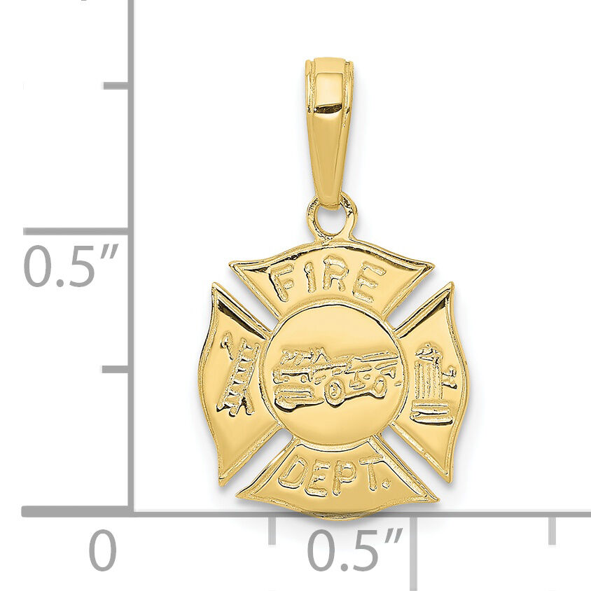 10k Fire Dept Shield Pendant-10K2841
