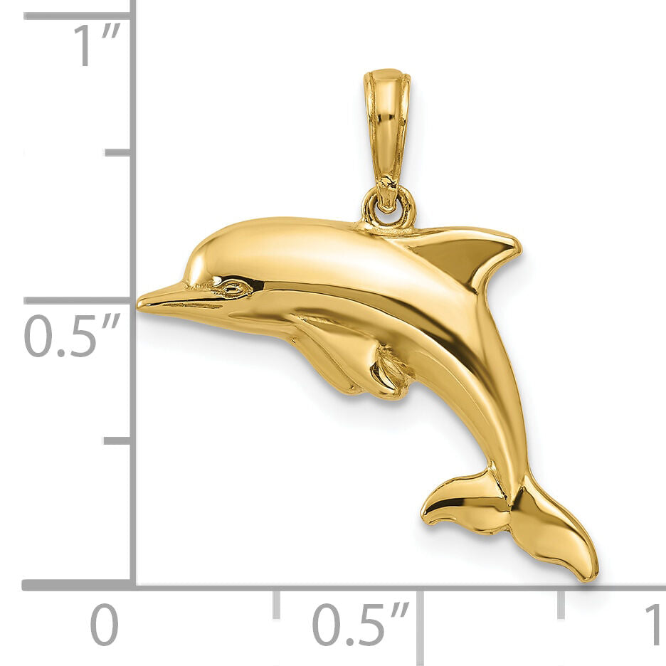 10k Dolphin Pendant-10K3012