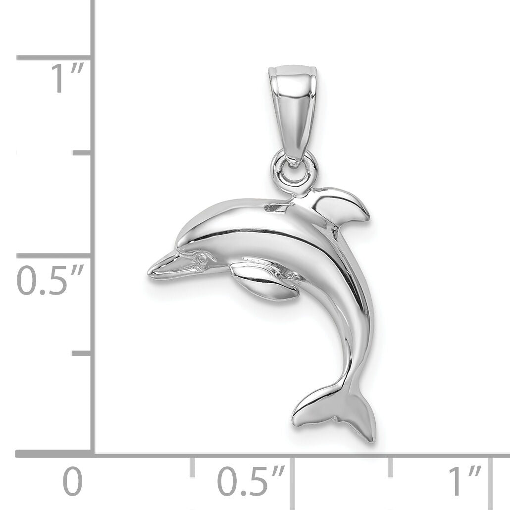 10k White Gold Jumping Dolphin Pendant-10K3012W