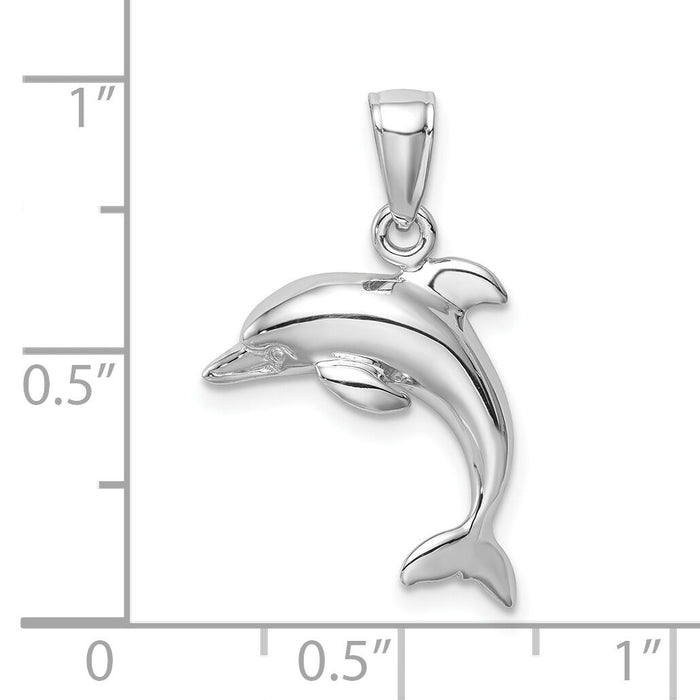 10k White Gold Jumping Dolphin Pendant-10K3012W