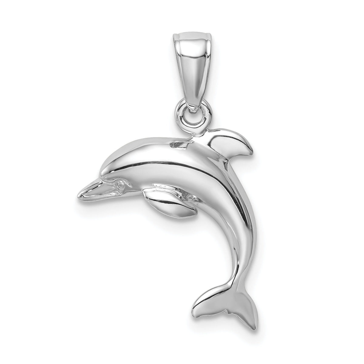 10k White Gold Jumping Dolphin Pendant-10K3012W