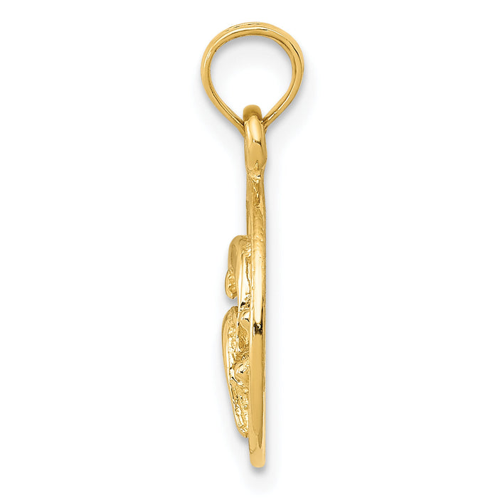 10K Double Dolphin Circle Pendant-10K3018