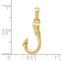 10K 3D Fish Hook Pendant-10K3043