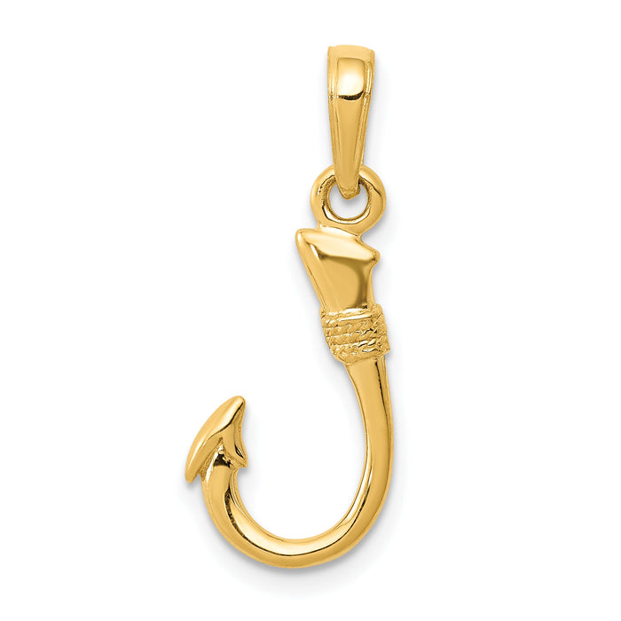 10K 3D Fish Hook Pendant-10K3043