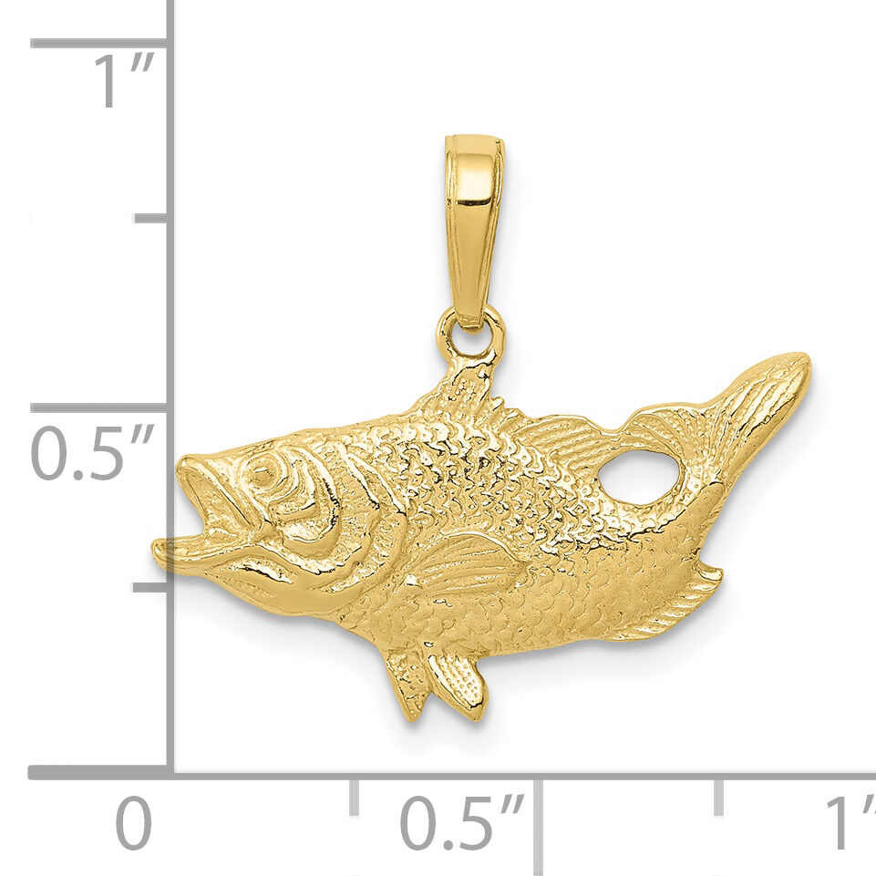 10k Open Mouthed Bass Fish Pendant-10K3044