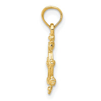 10K Ship Wheel Pendant-10K3066