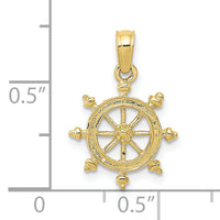 10K Ship Wheel Pendant-10K3066