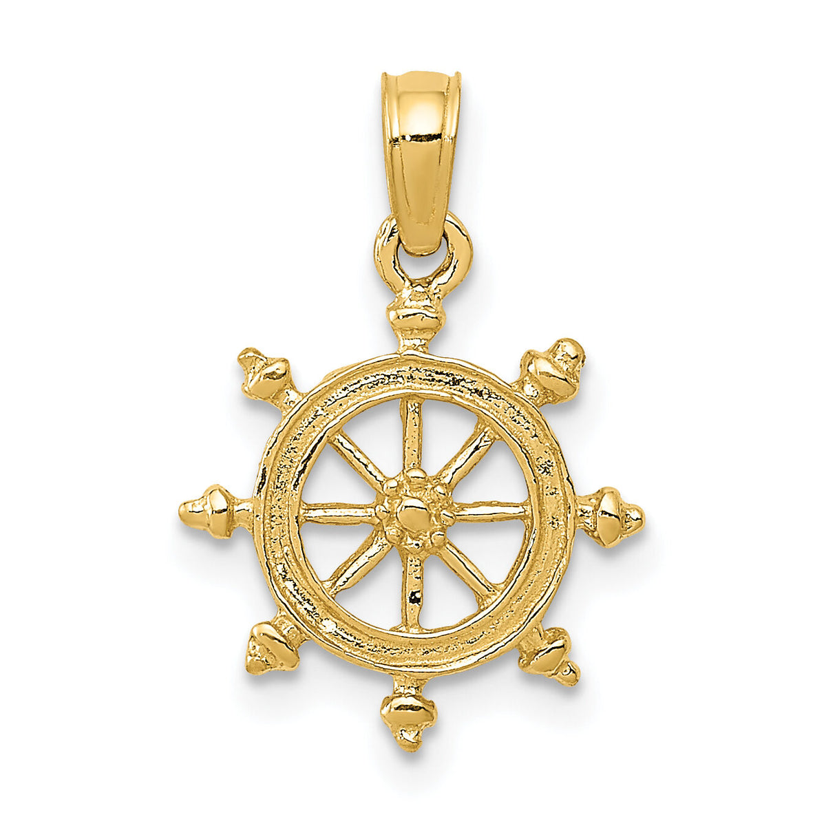 10K Ship Wheel Pendant-10K3066