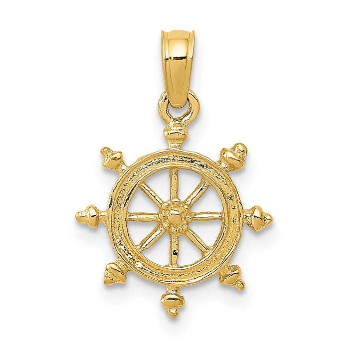 10K Ship Wheel Pendant-10K3066