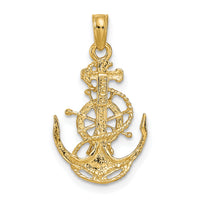 10k Small Anchor w/Wheel Pendant-10K3078
