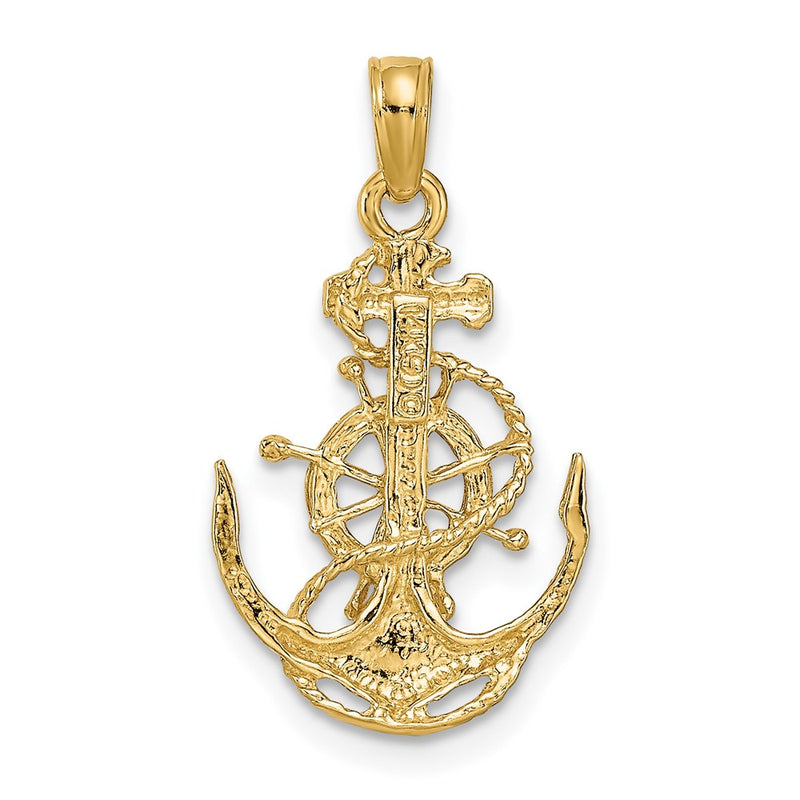 10k Small Anchor w/Wheel Pendant-10K3078