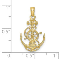 10k Small Anchor w/Wheel Pendant-10K3078