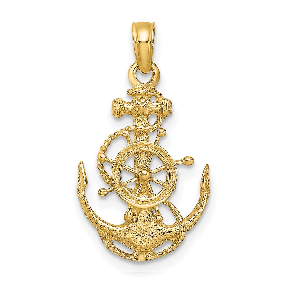 10k Small Anchor w/Wheel Pendant-10K3078