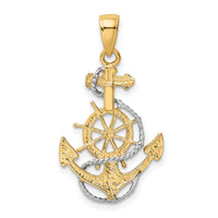 10k w/Rhodium Anchor w/Rope Pendant-10K3079
