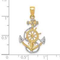 10k w/Rhodium Anchor w/Rope Pendant-10K3079