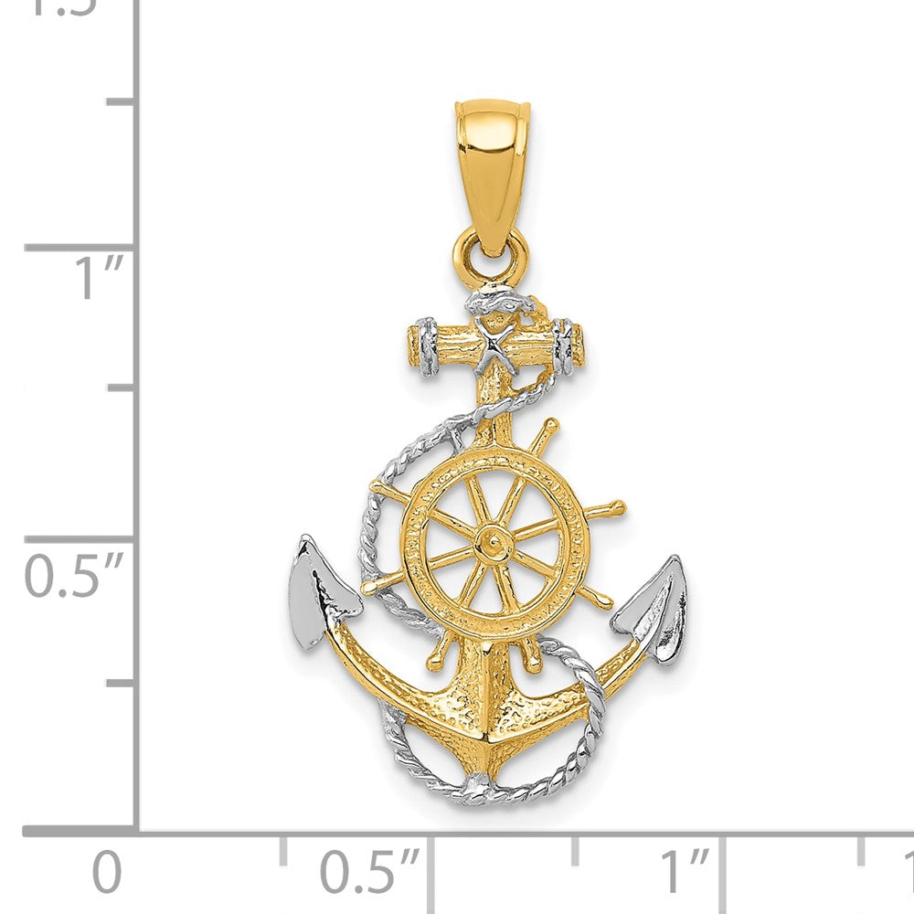 10k w/Rhodium Anchor w/Rope Pendant-10K3079
