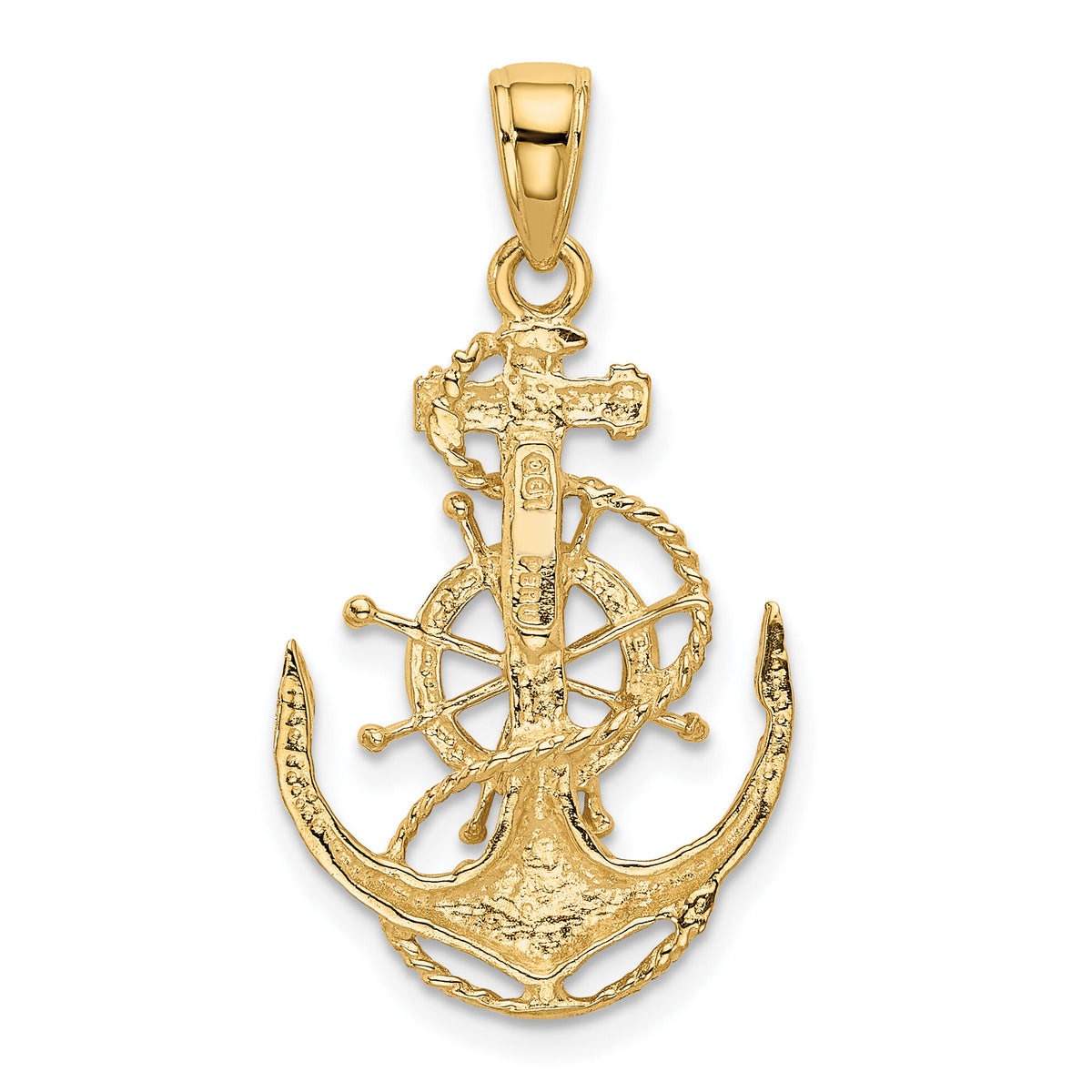 10K Medium Anchor w/Wheel Pendant-10K3080