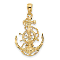 10K Medium Anchor w/Wheel Pendant-10K3080