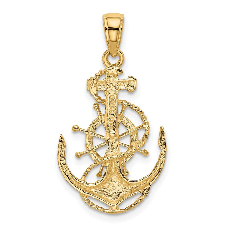 10K Medium Anchor w/Wheel Pendant-10K3080