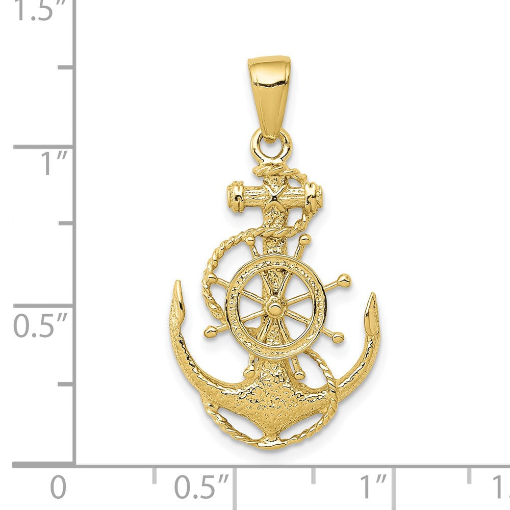 10K Medium Anchor w/Wheel Pendant-10K3080