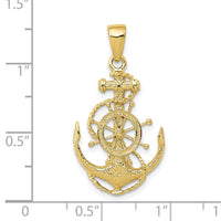 10K Medium Anchor w/Wheel Pendant-10K3080