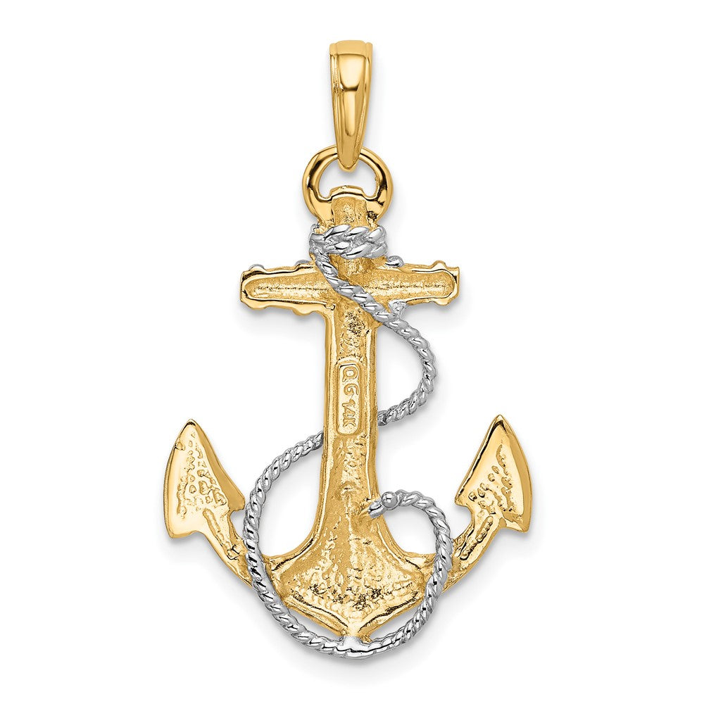 10k YG W/ Rhodium Anchor w/Rope Pendant-10K3081